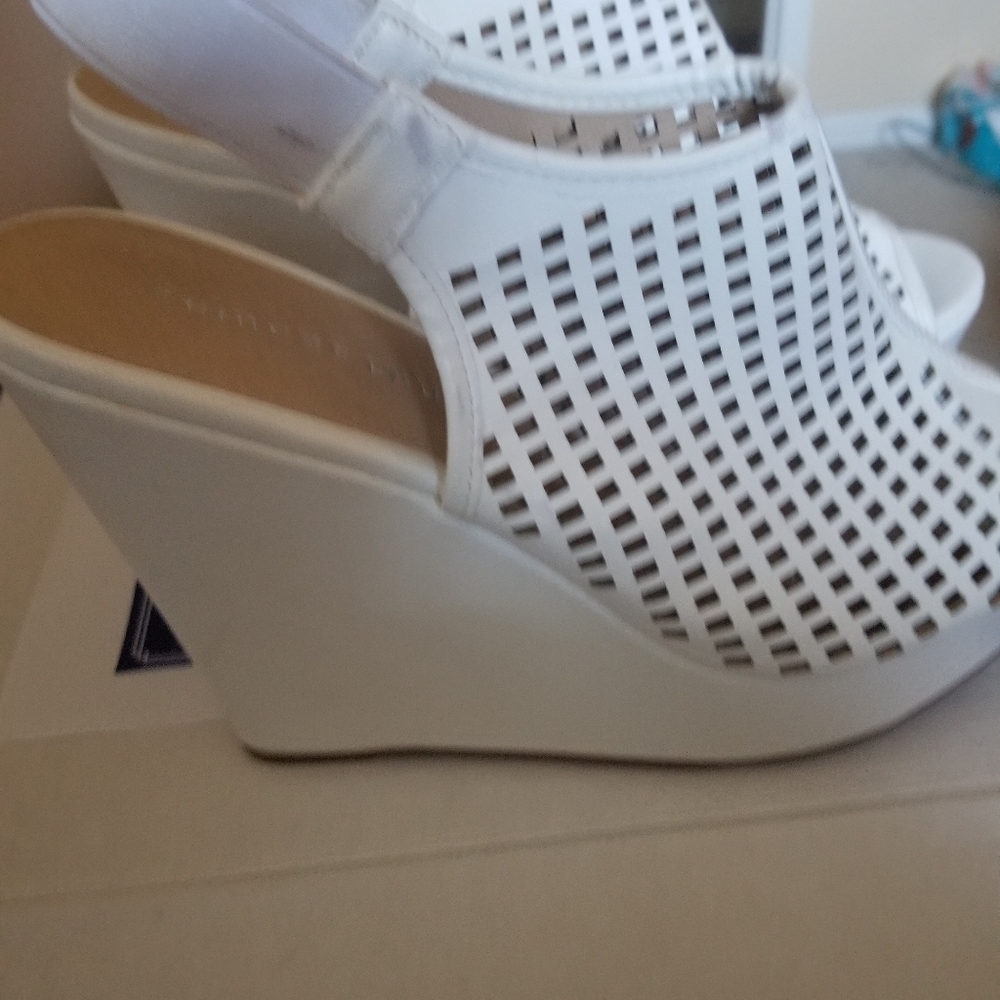 Chinese Laundry White Wedge Sandals